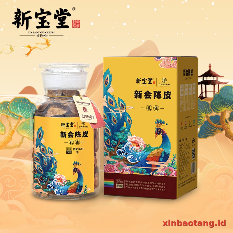 Xinbaotang Chenpi Kering Bin Fen Kong Que Kuning