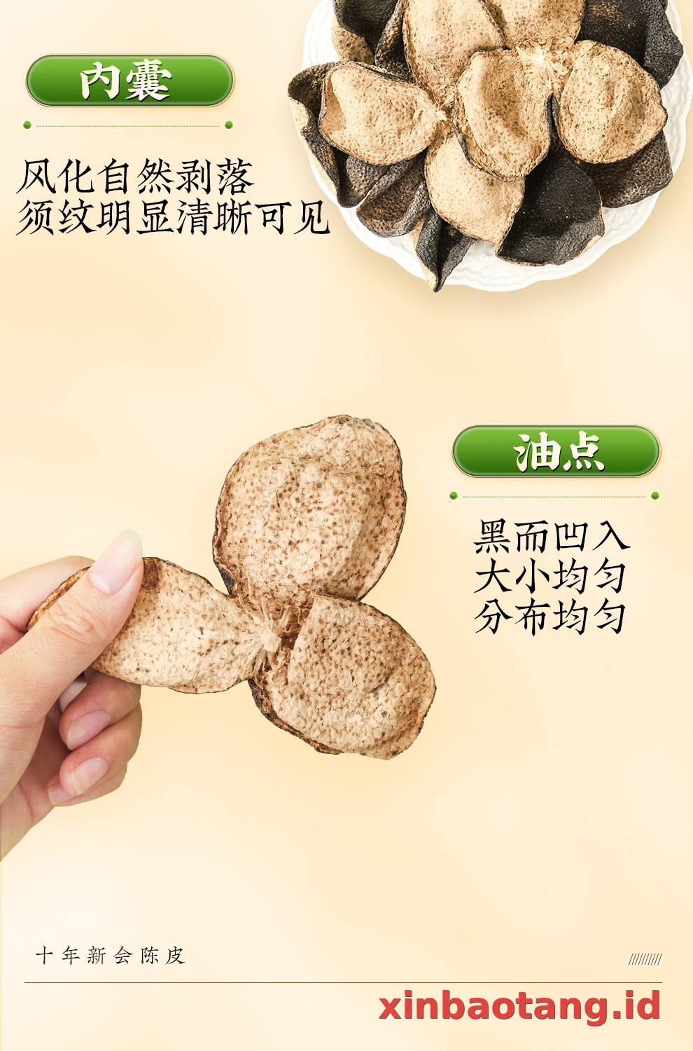 Xinbaotang Chenpi Kering 10 Tahun Kristal 50g