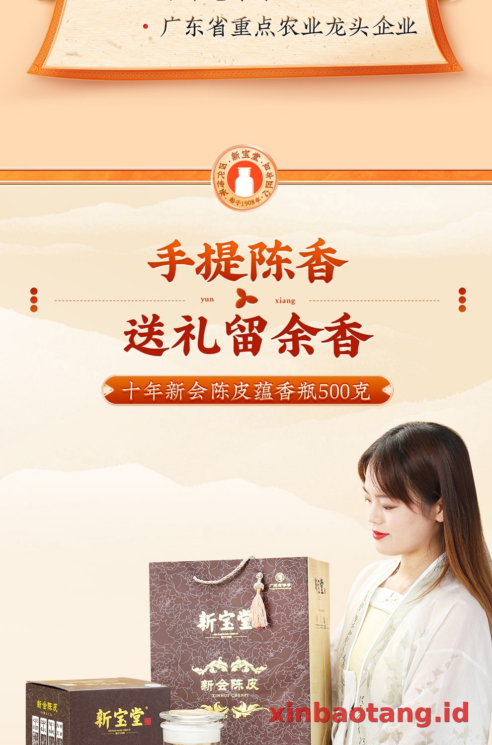 Xinbaotang Chenpi Kering 10 Tahun Gift Box 500g