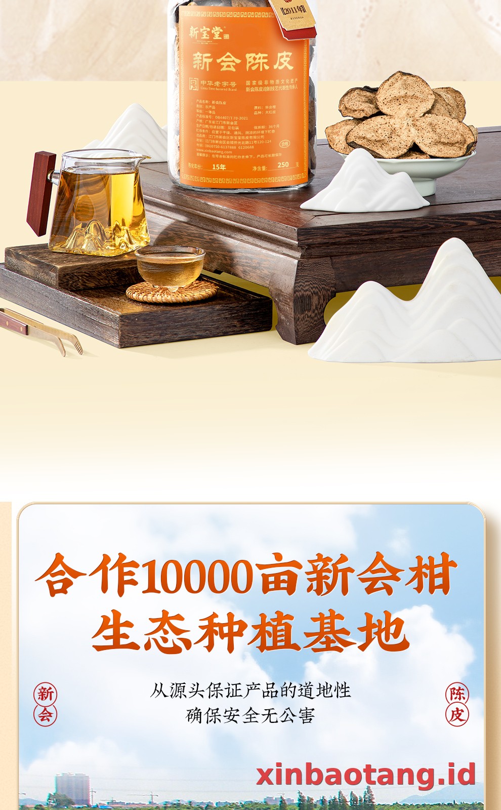 Xinbaotang Chenpi Kering 15 Tahun Botol Kaca 250g