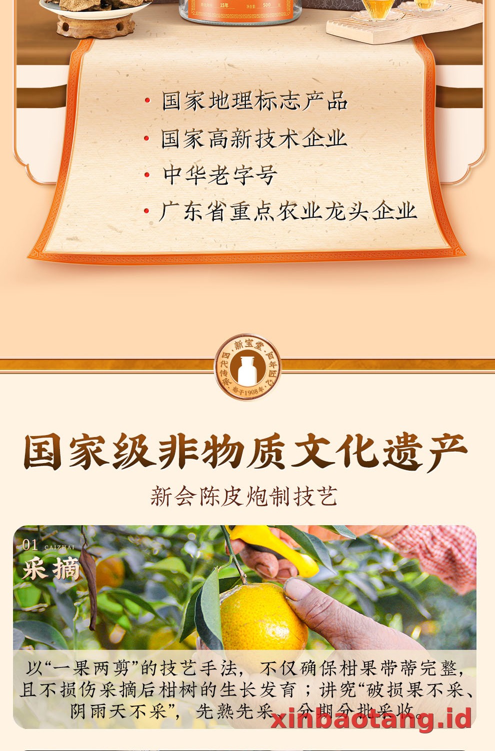 Xinbaotang Chenpi Kering 15 Tahun Gift Box 500g