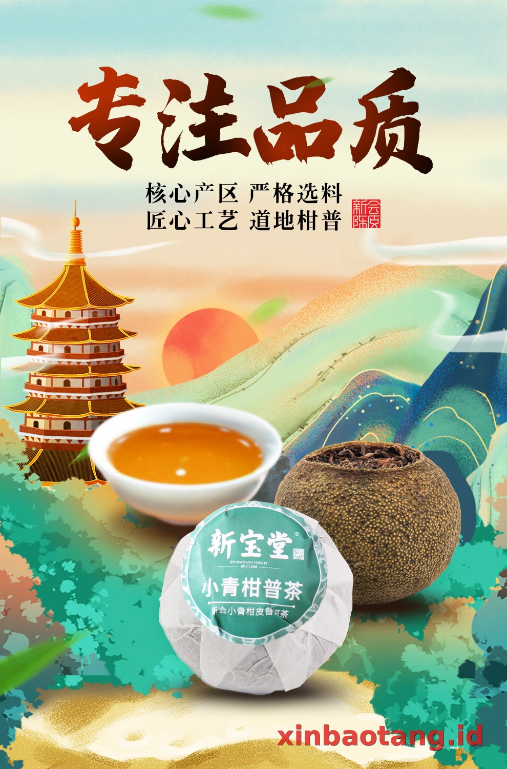 Xinbaotang Ganpu Teh Qing Pi Muda 15g
