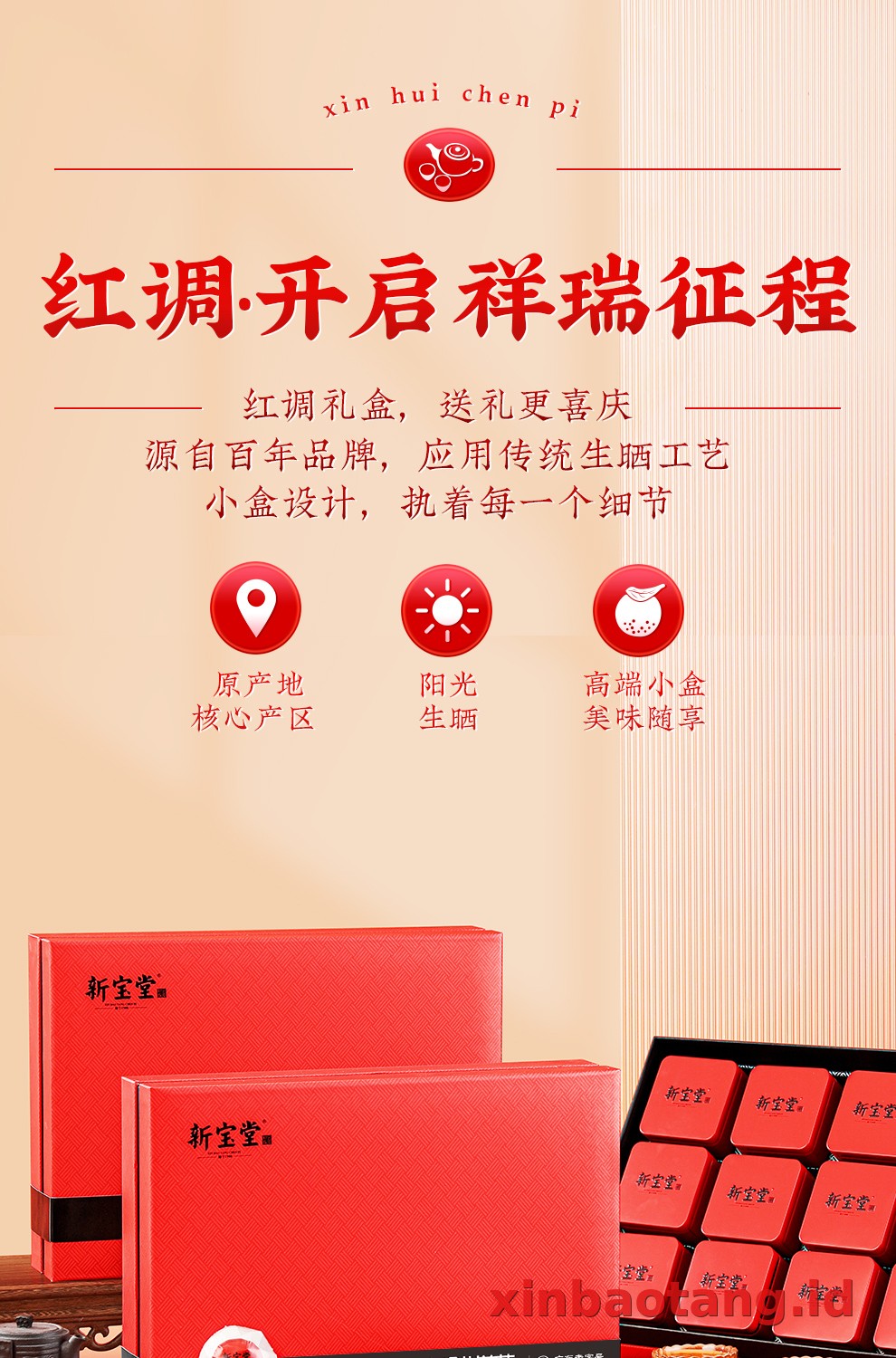 Xinbaotang Ganpu Teh Da Hong Gan Gift Box 360g