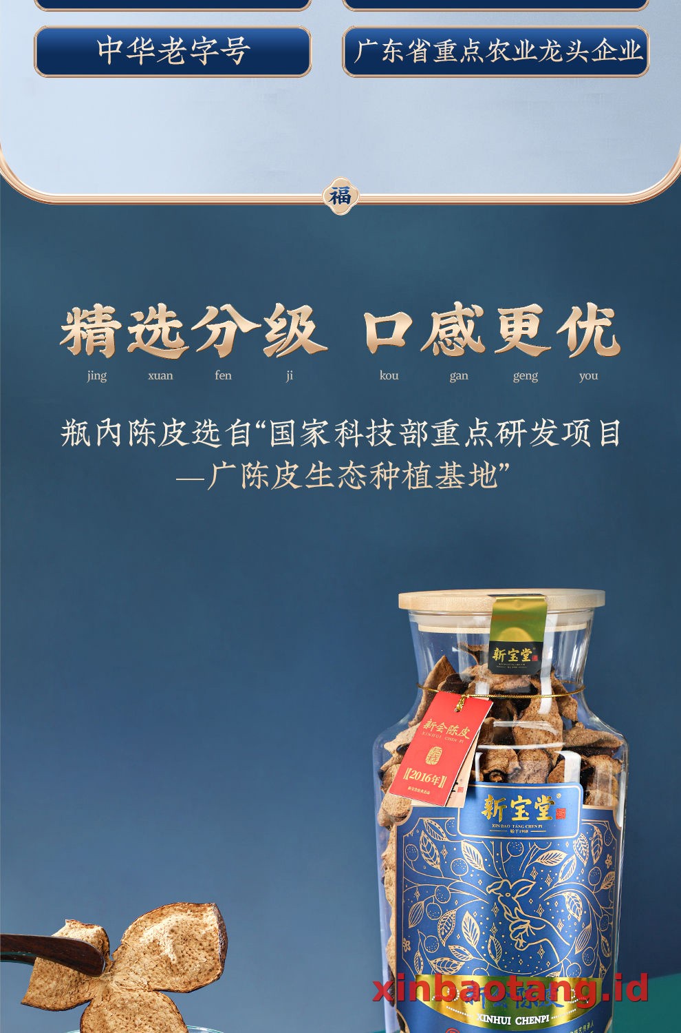 Xinbaotang Chenpi Kering Botol Kaca 250g