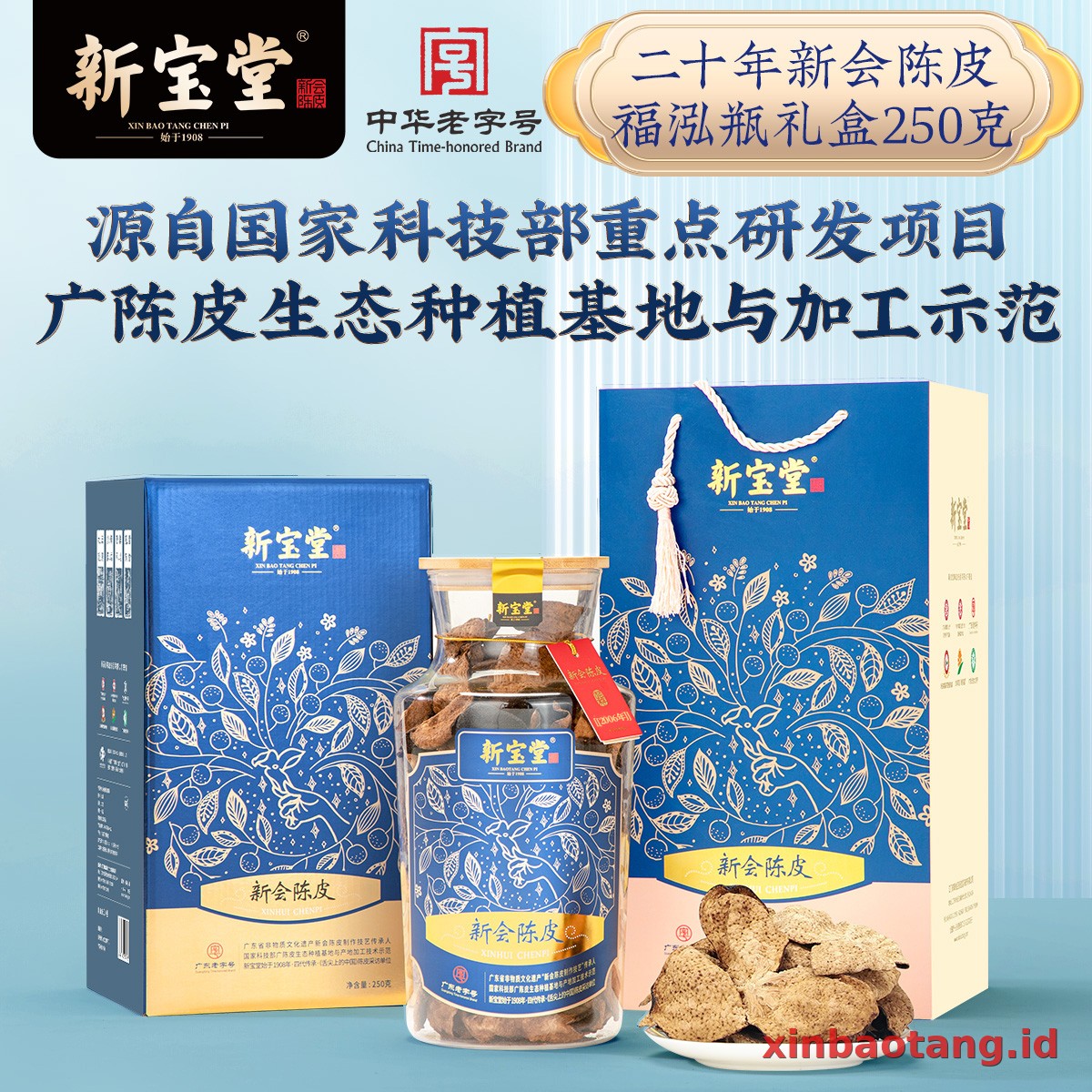 Xinbaotang Chenpi Kering Botol Kaca 250g