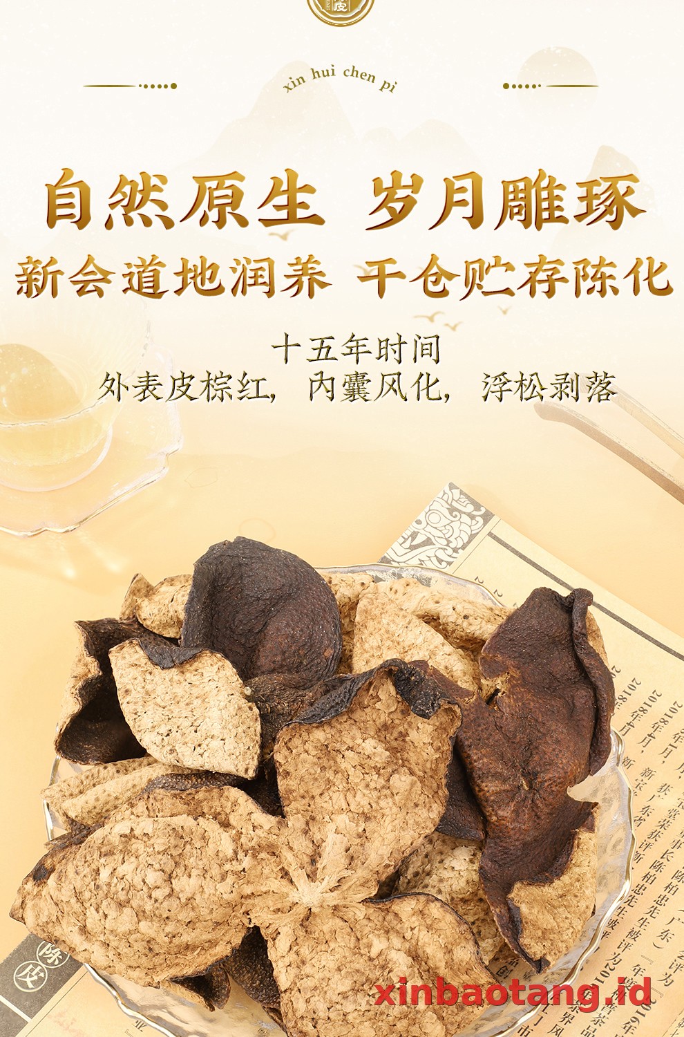 Xinbaotang Chenpi Kering Porselen Biru-Putih 200g